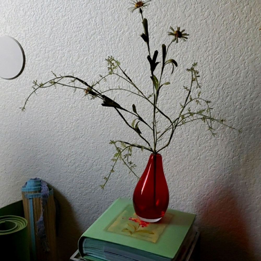 Red tear drop vase